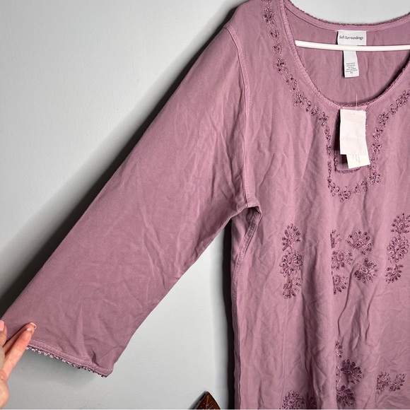 NWT Soft Surroundings Soft Rayon Beaded/Embroidered Top Lilac - Picture 3 of 6